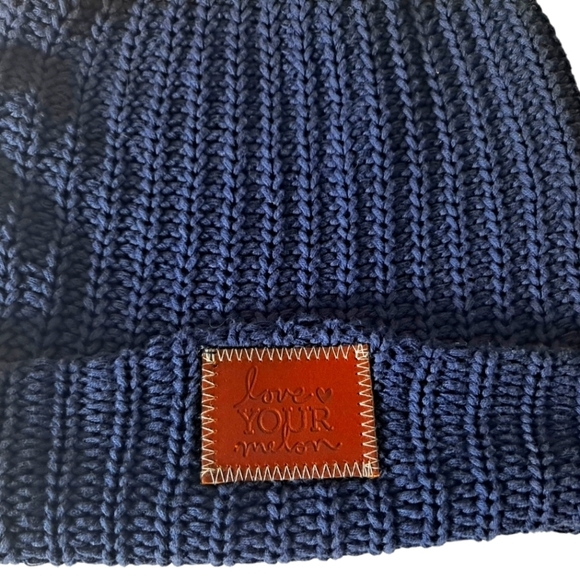Love Your Melon cuffed muted Navy Blue Hat Has Snap On Top - Picture 2 of 5